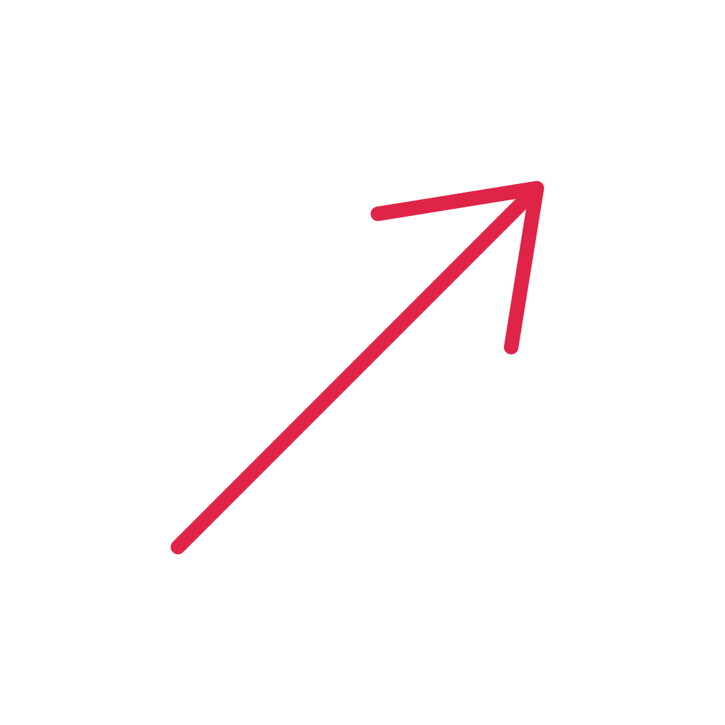 A slender arrow points up right with open space around its edges.