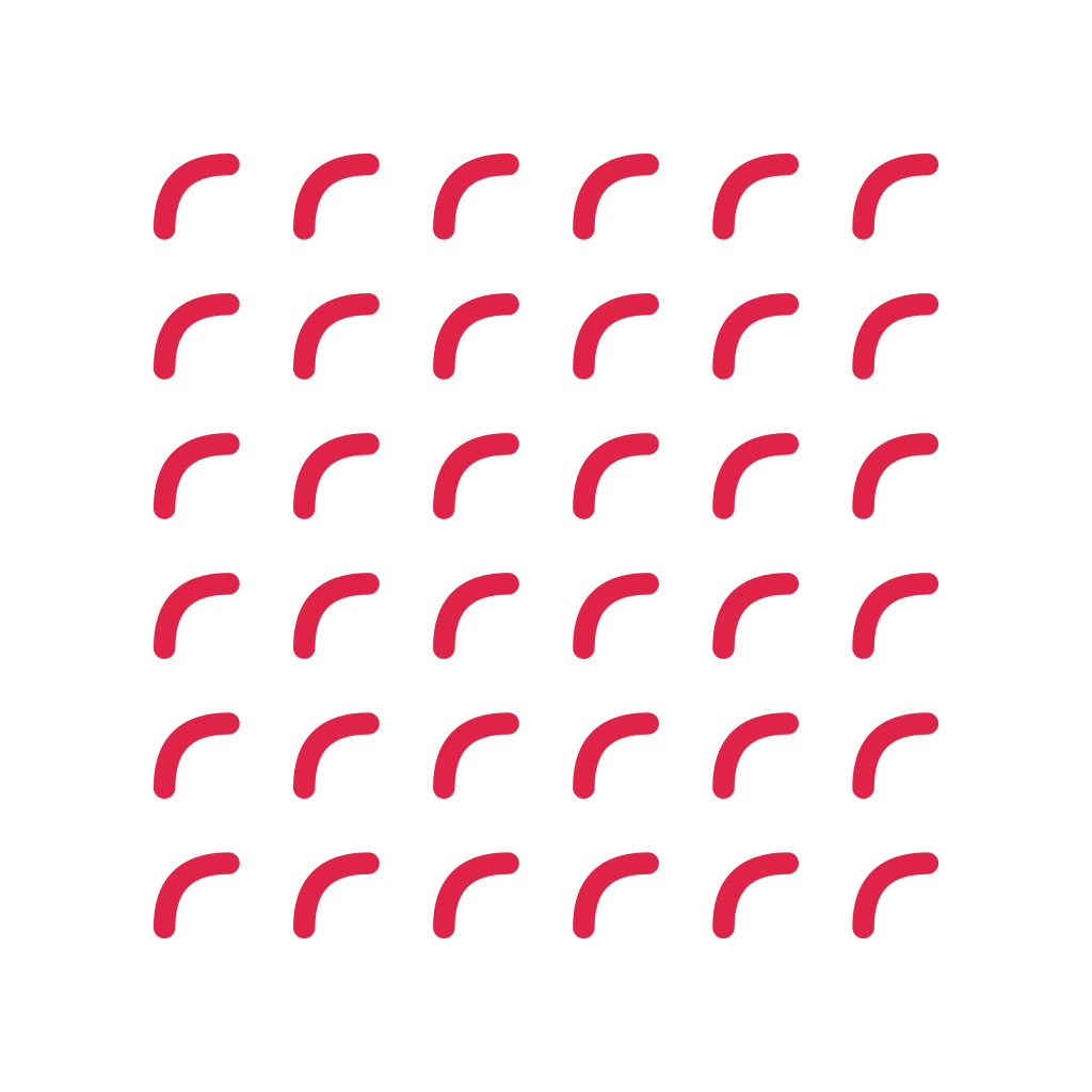 A 6 by 6 arrangement of tile arcs marks leaves transparent space between the motifs.