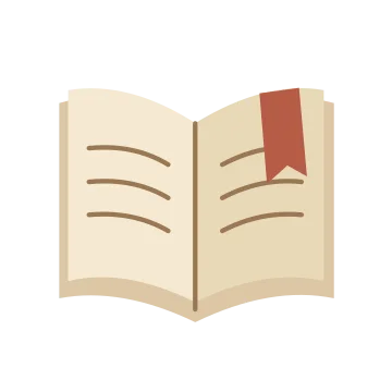 Open book study in a balanced, multicolour illustration with a transparent background.