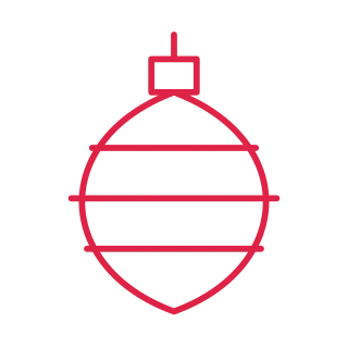 Drop Christmas ornament with stripe pattern.