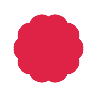 A radial flower has 10 rounded petals arranged around a circular centre.