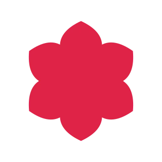 A radial flower has 6 pointed petals arranged around a circular centre.