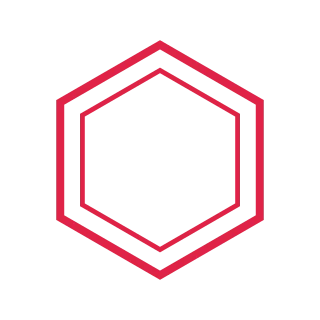 A 6 sided geometric frame uses two nested outlines.