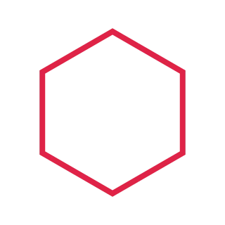 A 6 sided geometric frame uses a single fine outline.