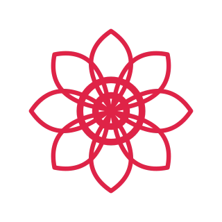 A radial flower has 8 layered petals arranged around a circular centre.