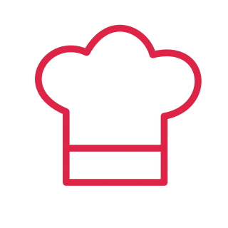 A chef hat combines three soft puffs with a tall rectangular band.