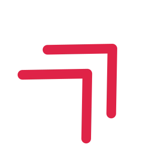 A chevron arrow points up right with open space around its edges.