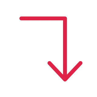 A elbow arrow points down with open space around its edges.