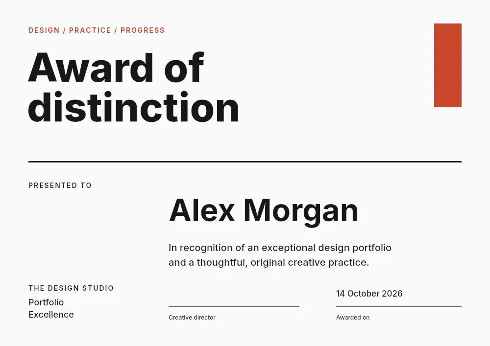 Creative distinction award certificate template