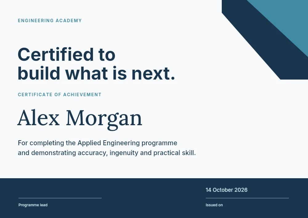 Engineering achievement certificate template