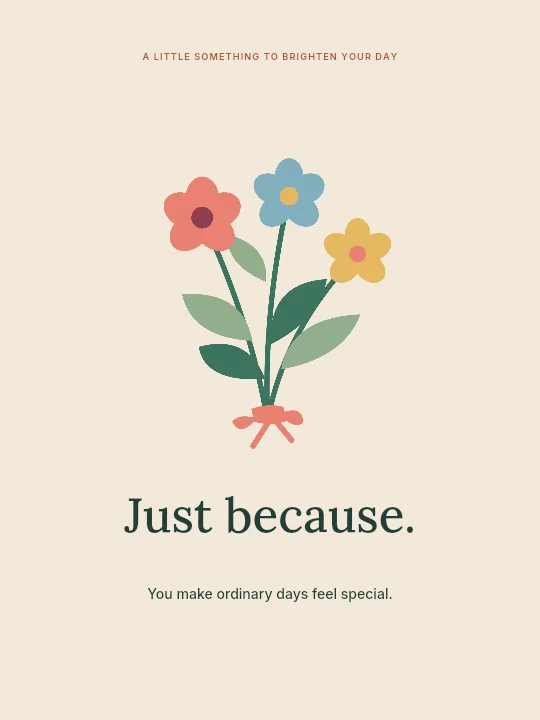Just because greeting card template · Floral greeting card