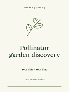 Pollinator garden discovery invitation template · Botanical invitation