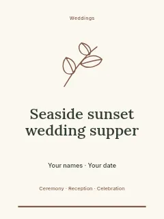 Seaside sunset wedding supper invitation template · Botanical invitation