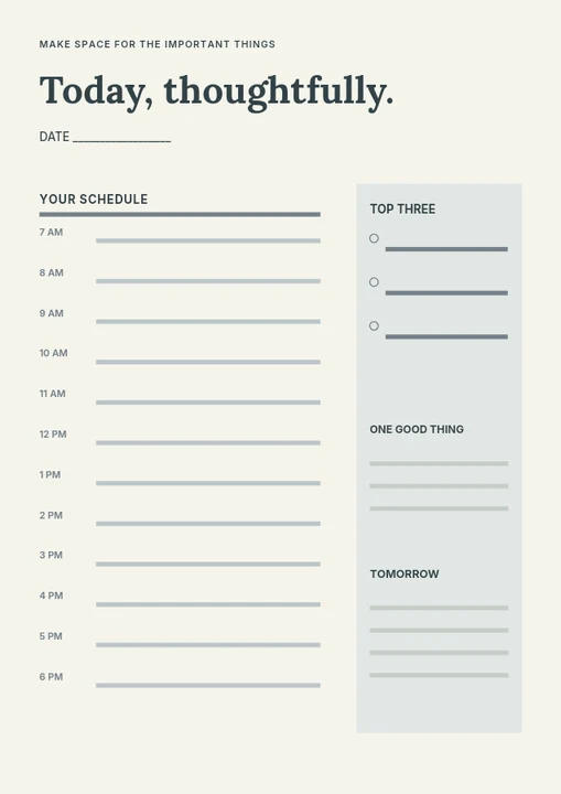 Daily time-block planner template