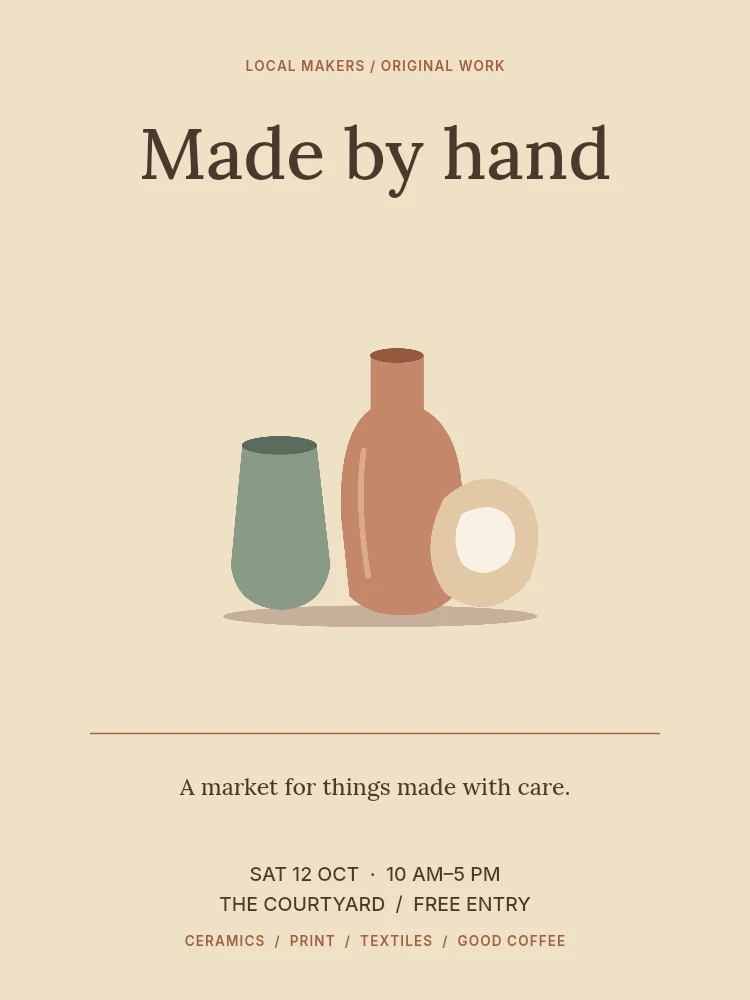 Made by hand poster template · Maker market poster