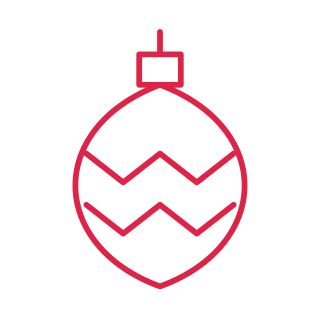 Drop Christmas ornament with chevron pattern.