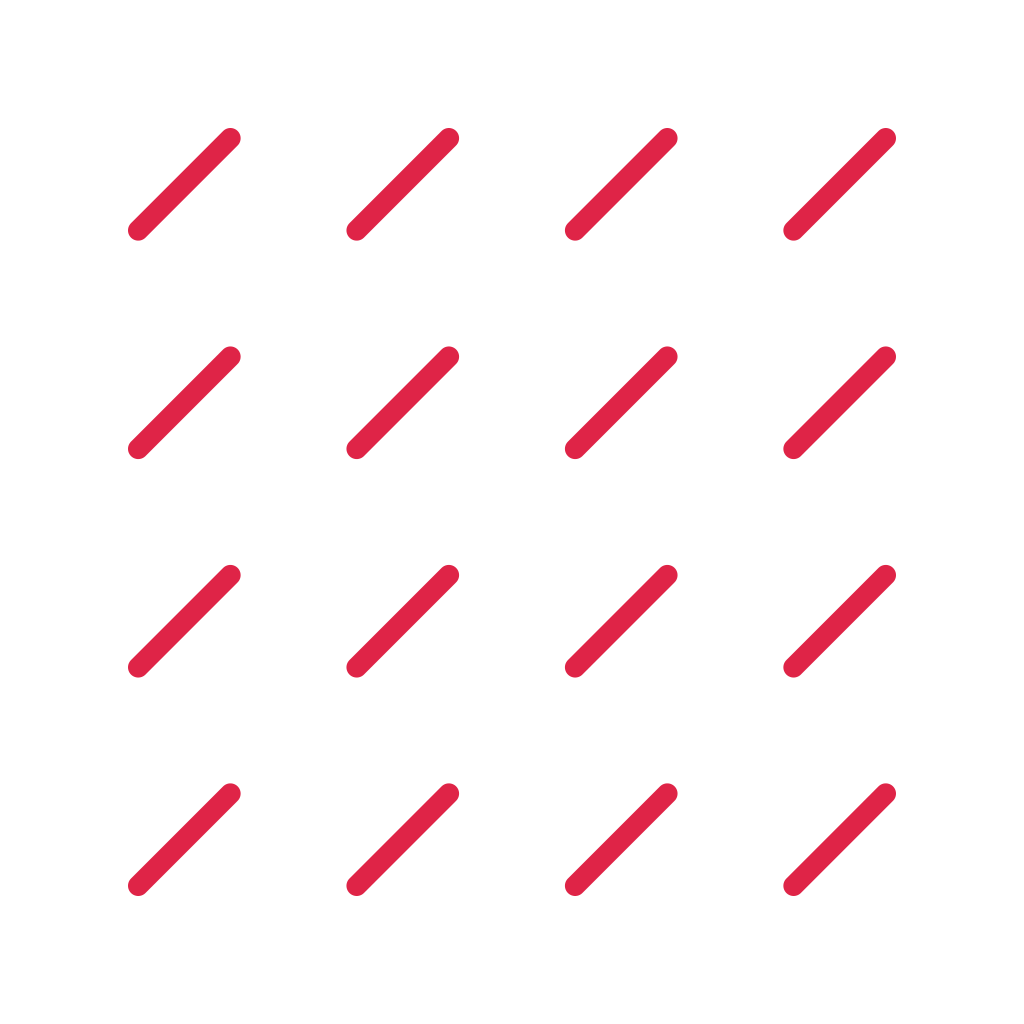 A 4 by 4 arrangement of diagonal lines marks leaves transparent space between the motifs.