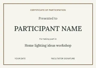 Home lighting ideas workshop certificate template · Structured certificates