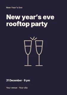 New Year’s Eve rooftop party flyer template · Fine-line cover