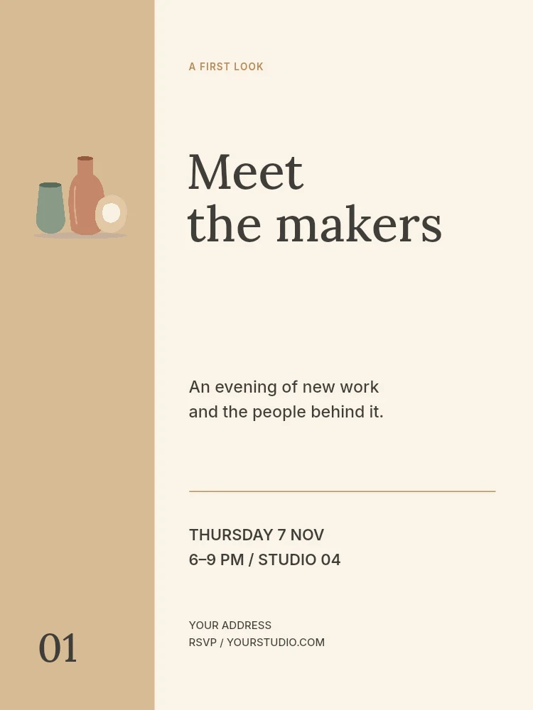 Meet the makers invitation template · Private view invitation