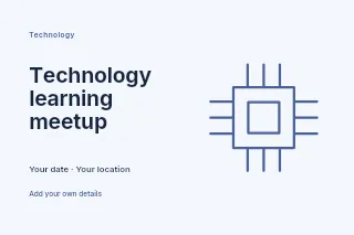 Technology learning meetup postcard template · Horizontal photo dialogue
