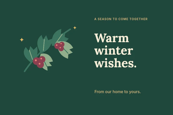 Winter wishes illustrated postcard template