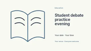 Student debate practice evening presentation cover template · Horizontal photo dialogue