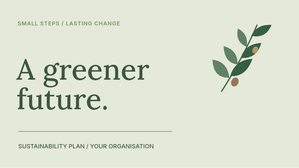 A greener future presentation cover template · Sustainability presentation cover