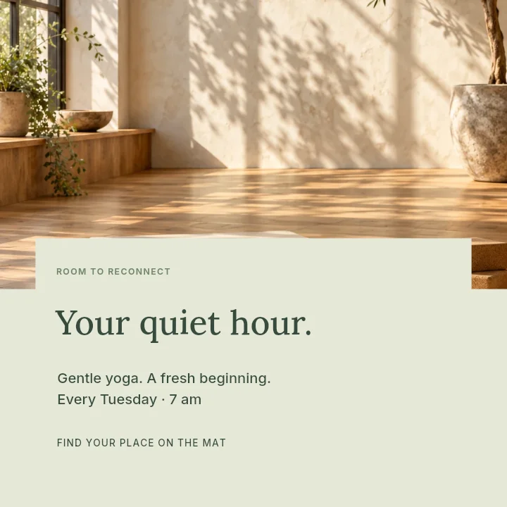 Your quiet hour social media post template · Wellness social post