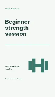 Beginner strength session instagram story template · Typography & ornament