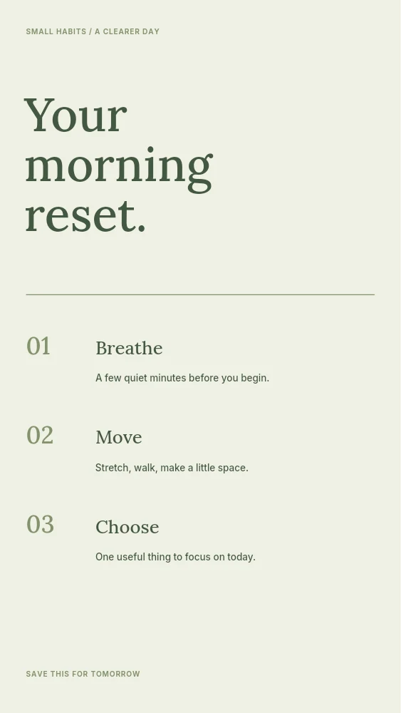 Your morning reset instagram story template · Wellness story