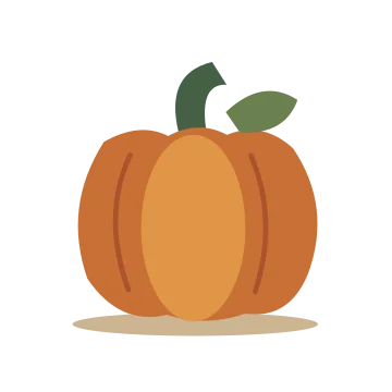 Harvest pumpkin study in a balanced, multicolour illustration with a transparent background.