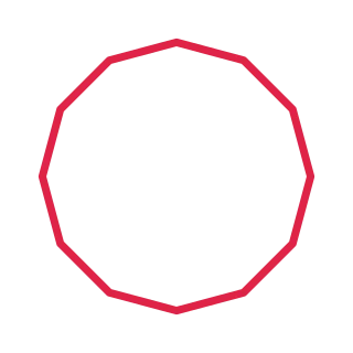 A mathematically regular 12-sided polygon with equally spaced vertices.