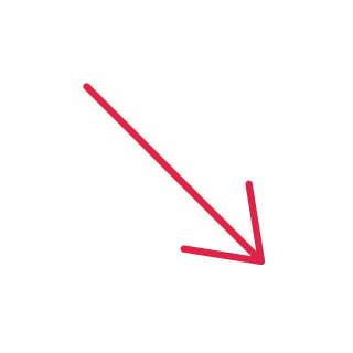 A slender arrow points down right with open space around its edges.
