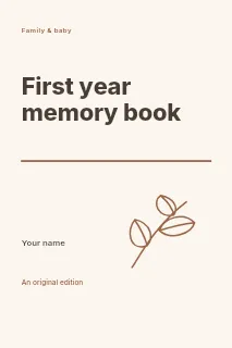 First year memory book book cover template · Typography & ornament