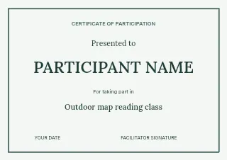 Outdoor map reading class certificate template · Structured certificates