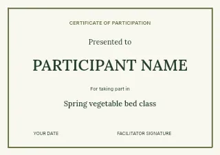 Spring vegetable bed class certificate template · Structured certificates