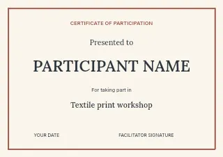 Textile print workshop certificate template · Structured certificates