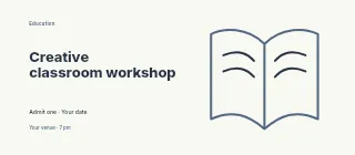 Creative classroom workshop event ticket template · Horizontal photo dialogue