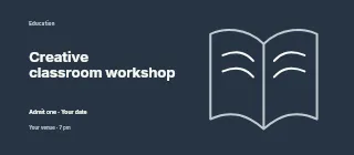 Creative classroom workshop event ticket template · Horizontal photo dialogue