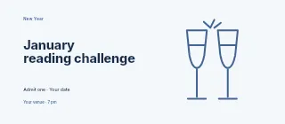 January reading challenge event ticket template · Horizontal photo dialogue