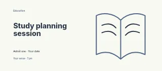 Study planning session event ticket template · Horizontal photo dialogue