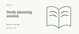 Study planning session event ticket template · Horizontal photo dialogue