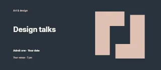 Spring Design Talks event ticket template · Horizontal photo dialogue