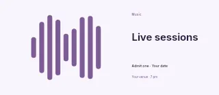 Spring Live Sessions event ticket template · Horizontal photo dialogue