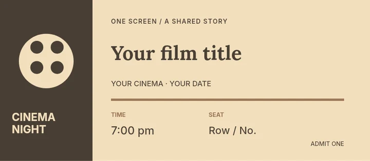Independent cinema screening ticket event ticket template