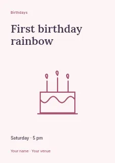 First birthday rainbow flyer template · Fine-line cover