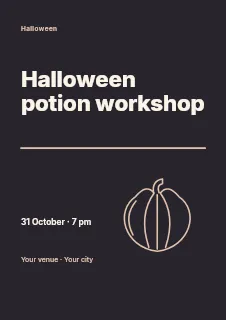 Halloween potion workshop flyer template · Typography & ornament