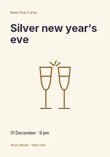 Silver New Year’s Eve flyer template · Fine-line cover