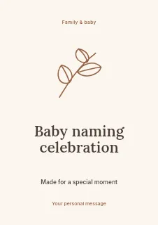 Baby naming celebration flyer template · Illustrated folio